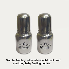 Secular feeding bottle twin special pack, self sterlizing baby feeding bottles (150ml + 150ml)