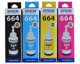 Epson T6641-B,T6642-C,T6643-M,T6644-Y Black + Tri Color Combo Pack Ink Bottle ()
