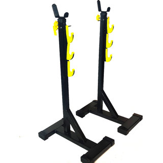 Protoner Blend Heavy Duty Multi-Function Squat Stand with Fiber Hooks (Black and Yellow)