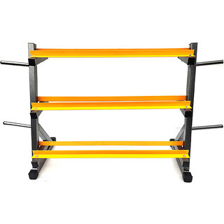 Protoner Blend 2 in 1 Dumbbell and Plates Rack (Black, Yellow, 500 Kgs Capacity)