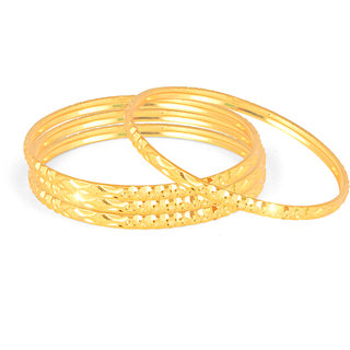                       Stylish And Trendy 1 Gram Gold plated For Grils and women  pack of 4 pcs Bangle                                              