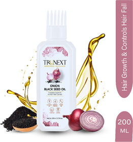 TRUNEXT ONION HAIR OIL FOR HAIR GROWTH -TRUNEXT ONION BLACK SEED OIL-MINERAL OIL FREE  SULPHATE FREE, 200 ML