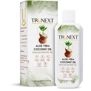 Buy TRUNEXT ALOE VERA COCONUT HAIR OIL - COCONUT OIL, NO PARABEN AND NO  SULPHATE- CONTROLS DANDRUFF, 200ML Online - Get 74% Off