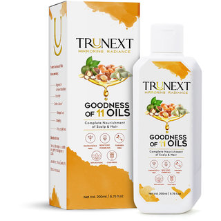 TRUNEXT GOODNESS OF 11 OILS  NO PARABEN AND NO SULPHATE- EXCLUSIVE NATURAL OILS, 200ml