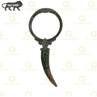                       Gola International Antique 4 inch Brass Ring Handheld Detachable Magnifier with Bone Handle                                              