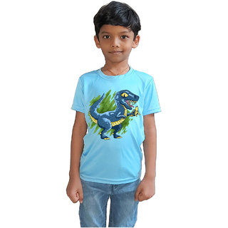                       RISH - Kids Polyester Material dinosaur eating banana  Printed Design for age 12 - 18 Months - colour Blue                                              
