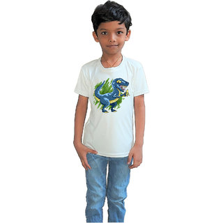                       RISH - Kids Polyester Material dinosaur eating banana  Printed Design for age 12 - 18 Months - colour White                                              