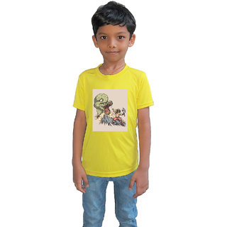                       RISH - Kids Polyester Material viking fighting snake Printed Design for age 12 - 18 Months - colour Yellow                                              