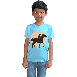                       RISH - Kids Polyester Material woman horse rider Printed Design for age 12 - 18 Months - colour Blue                                              