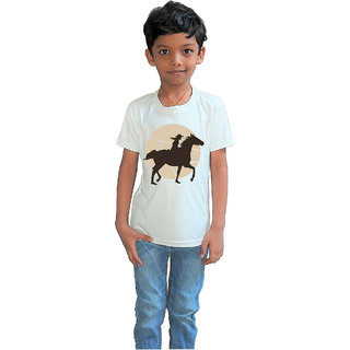                       RISH - Kids Polyester Material woman horse rider Printed Design for age 12 - 18 Months - colour White                                              