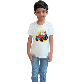                       RISH - Kids Polyester Material tractor Printed Design for age 12 - 18 Months - colour White                                              