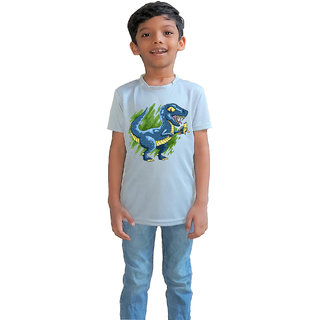                       RISH - Kids Polyester Material dinosaur eating banana  Printed Design for age 2 - 4 Years - colour Grey                                              