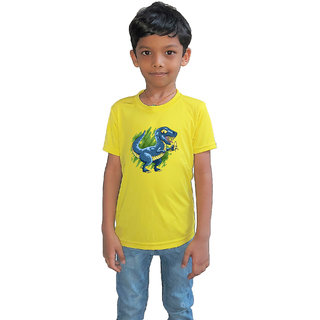                       RISH - Kids Polyester Material dinosaur eating banana  Printed Design for age 2 - 4 Years - colour Yellow                                              