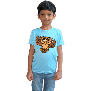                       RISH - Kids Polyester Material big eyed owl  Printed Design for age 2 - 4 Years - colour Blue                                              