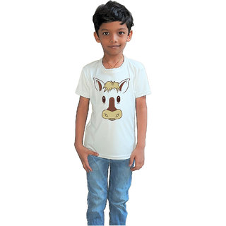                       RISH - Kids Polyester Material horse face Printed Design for age 12 - 18 Months - colour White                                              