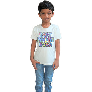                       RISH - Kids Polyester Material best mom Printed Design for age 2 - 4 Years - colour White                                              