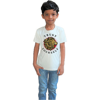                      RISH - Kids Polyester Material lion roaring Printed Design for age 12 - 18 Months - colour White                                              