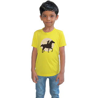                       RISH - Kids Polyester Material woman horse rider Printed Design for age 2 - 4 Years - colour Yellow                                              