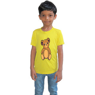                       RISH - Kids Polyester Material teddy bear Printed Design for age 2 - 4 Years - colour Yellow                                              