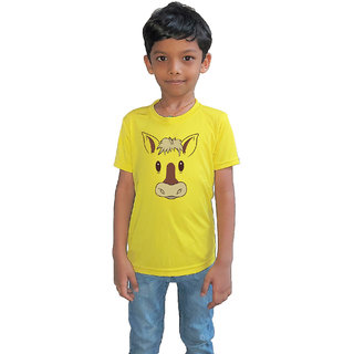                       RISH - Kids Polyester Material horse face Printed Design for age 2 - 4 Years - colour Yellow                                              