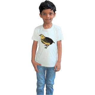                       RISH - Kids Polyester Material quail bird Printed Design for age 2 - 4 Years - colour White                                              