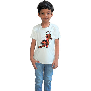                       RISH - Kids Polyester Material Tiger tatoo Printed Design for age 12 - 18 Months - colour White                                              