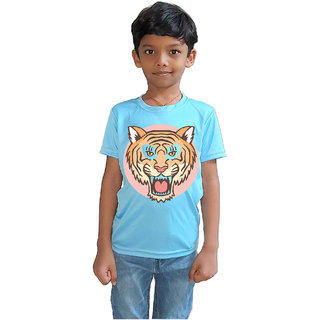                       RISH - Kids Polyester Material tiger head Printed Design for age 2 - 4 Years - colour Blue                                              
