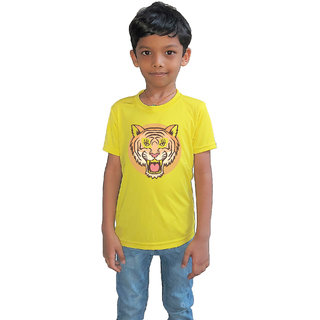                       RISH - Kids Polyester Material tiger head Printed Design for age 2 - 4 Years - colour Yellow                                              