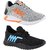 Chevit Combo Pack of 2 Casual Sneakers Shoes Walking Shoes For Men (Black, Grey)