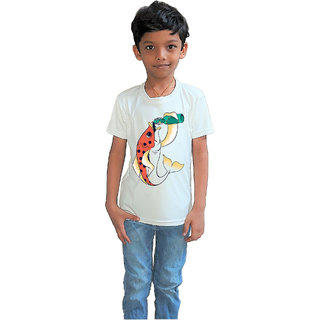                       RISH - Kids Polyester Material Beer Fish Printed Design for age 4 - 6 Years - colour Yellow                                              