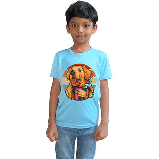                       RISH - Kids Polyester Material Golden Dog Printed Design for age 12 - 18 Months - colour Blue                                              