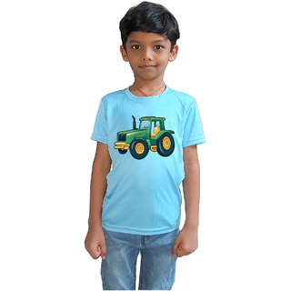                       RISH - Kids Polyester Material tractor t shirt Printed Design for age 2 - 4 Years - colour Blue                                              