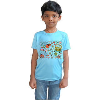                       RISH - Kids Polyester Material hippie tshirt design Printed Design for age 12 - 18 Months - colour Blue                                              