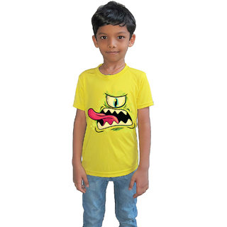                       RISH - Kids Polyester Material Cyclops monster Printed Design for age 2 - 4 Years - colour Yellow                                              