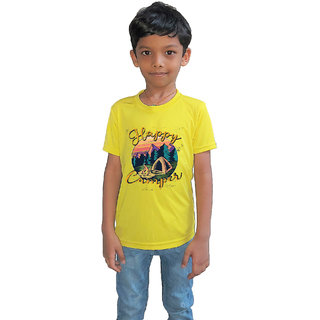                       RISH - Kids Polyester Material Happy Camper Printed Design for age 2 - 4 Years - colour Yellow                                              