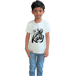                       RISH - Kids Polyester Material King Crown Printed Design for age 2 - 4 Years - colour White                                              