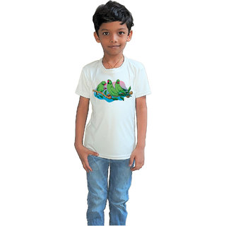                       RISH - Kids Polyester Material three parrots Printed Design for age 12 - 18 Months - colour White                                              
