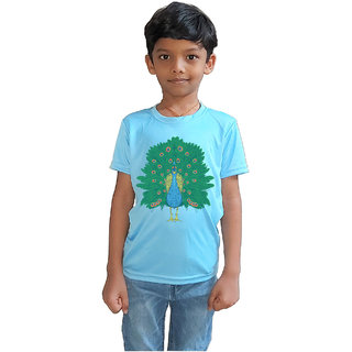                       RISH - Kids Polyester Material peacock Printed Design for age 2 - 4 Years - colour Blue                                              