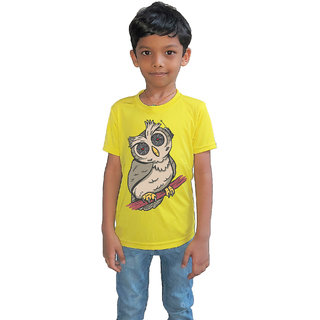                       RISH - Kids Polyester Material spy owl Printed Design for age 2 - 4 Years - colour Yellow                                              