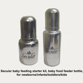                       Secular baby feeding starter kit, baby food feeder bottle, for newborns/infants/toddlers/kids (150ml + 250ml)                                              
