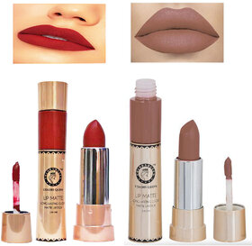 COLORS QUEEN LIP MATTE (ONION + NUDE) (2 IN 1) 24 HOUR LONG LASTING GLOSS  MATTE LIPSTICK (6+2 GM) (2 PCS)