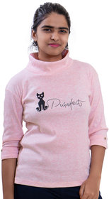 Pink Cotton Blend Turtle Neck Sweatshirt for Girls/Women By Ww Won Now