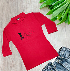 Red Cotton Blend Turtle Neck Sweatshirt for Girls/Women By Ww Won Now