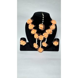                       Radha Handicrafts Orange Flower Jewellery For Women/Girls (Haldi,Mehendi,Sangeet,Wedding)                                              