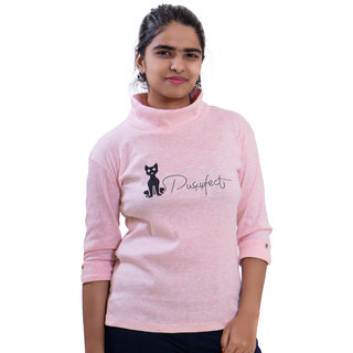                        Pink Cotton Blend Turtle Neck Sweatshirt for Girls/Women By Ww Won Now                                              