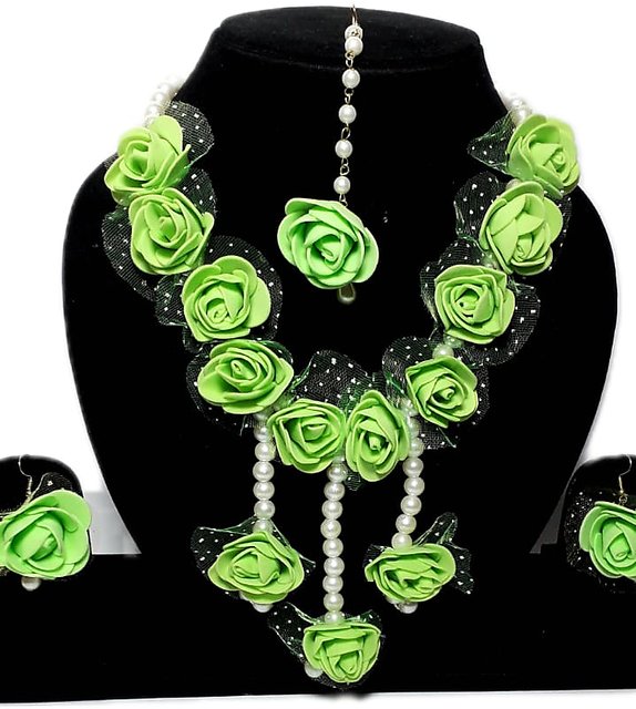 Multi Stones With 3 Layer Red&Green Aged Beads Double Flower,Jumka Earrings  Designed Gold Finished Necklace Set Online