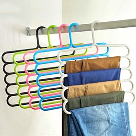 RSTC Wardrobe Cloth Hangers  5 Layer Space Saving Hangers, Pack of 12 (Multi-Color)