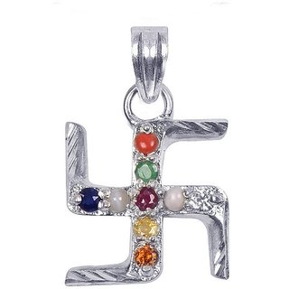 Swastik navratan pendant certified pendant stone for men and women Swastik navratan pendant certified pendant stone for men and women