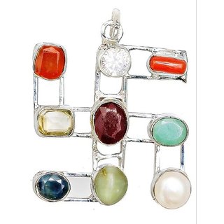                       Navratan swastik pendant latest and precious stone for girls and boys                                              