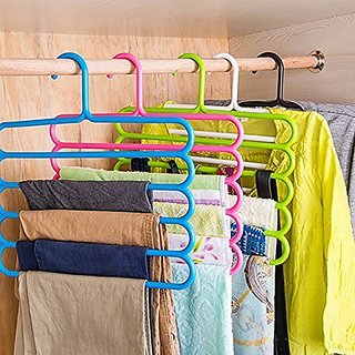 RSTC Multi Layer Pants Clothes Hanger Multi Wardrobe Storage Organiser Rack for Clothes (Pack of 6)